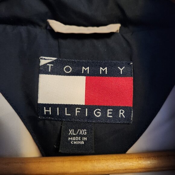 Tommy Hilfiger Goose Feather Down Black Puffer Vest Men XL Full Zip Pockets Logo - Picture 5 of 8